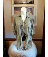 Chicos Women&#39;s Size 2~ L 12/14 Jacket Olive Green Khaki Cascade Open Front - $34.95 CAD