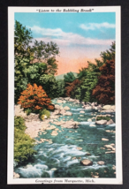 Listen to Babbling Brook Greetings from Marquette Michigan MI Postcard c1920s - £6.28 GBP