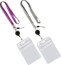 2 Packs ID Lanyard with Badge Holder Reel, Retractable ID Badge Holder，V... - £9.78 GBP