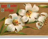 Happy Easter Floral Greetings Gilt Embossed DB Postcard H29 - £2.30 GBP