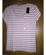 Tommy Hilfiger Women&#39;s Cotton, Striped , V-neck, Short Sleeves Tee, Sz.X... - £19.75 GBP