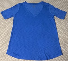 Lilly Pulitzer Blue Short Sleeve T-Shirt Women&#39;s Pima Cotton Size S V-Ne... - $29.98