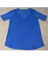 Lilly Pulitzer Blue Short Sleeve T-Shirt Women&#39;s Pima Cotton Size S V-Ne... - $547.57 MXN