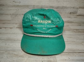 Vintage Arrow Excavating Trucking Lottman Mens Rope Trucker Hat Teal Green Retro - £10.92 GBP