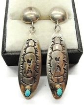 925 Sterling Silver Navaho John W Kessler Turquoise Post Earrings Vintage - £144.68 GBP