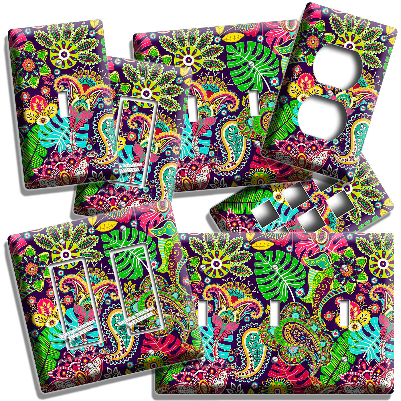 COLORFUL FLORAL PAISLY PATTERN LIGHT SWITCH OUTLET PLATE BEDROOM HOME ROOM DECOR