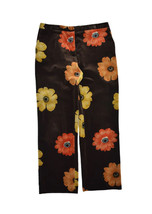 J McLaughlin Pants Womens 12 Brown Velour Floral Hippy Straight Leg USA - $27.91