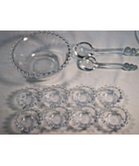 Crystal Candlewick Set Of 8 Salt Cellars 2 Spoons And 5.25 Inch Bowl Mint - £38.48 GBP