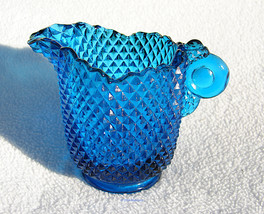 Imperial Sawtooth Scalloped Rim Glass Creamer Diamond Point Antique Blue, 1966 - $9.99