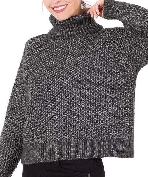 MSRP $25 Zenana Ash Gray Turtleneck Chunky Sweater Ash Grey Size XS - $11.39