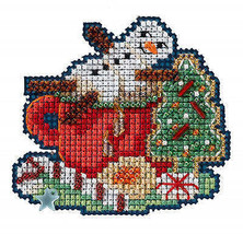 DIY Mill Hill Marshmallow Snowman Christmas Counted Cross Stitch Kit - £11.97 GBP
