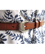 Vintage Barney&#39;s NY Skinny Belt Genuine Leather Brown Womens Small Made ... - £22.40 GBP