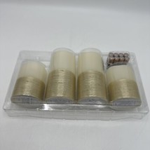 My Home Flameless LED Wax Pillar Candles w Fairy Lights and Timer Gold - £17.72 GBP