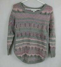 Christopher &amp; Banks Petite Women&#39;s Pink &amp; Gray Open Knit Thin Sweater Si... - $12.82