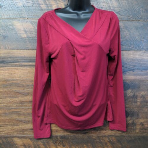 Primary image for Ann Taylor Women's Plum Long Sleeves V Neck Surplice Pullover T Shirt Large