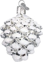 Old World Christmas SNOW-CAPPED Silver Snowy Cone Glass Christmas Ornament 48043 - £7.89 GBP