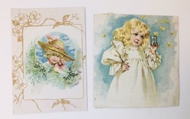 Lot of 2 Victorian Pieces of cards Girls Blonde Hair for Crafts Junk Journal etc - £4.74 GBP