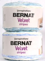 2 Ct Yarnspirations 10.5 Oz Bernat Velvet Stripes 05020 Raindrops 5 Bulky Yarn - £30.36 GBP