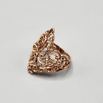 Rose Gold Plated Filigree Ring Size 9 Sterling Silver PAJ 925 Womens Jewelry - £21.67 GBP