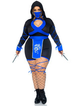 Leg Avenue 3 PC Dragon Ninja Women&#39;s Costume, Black/Blue, 1X/2X - £52.62 GBP