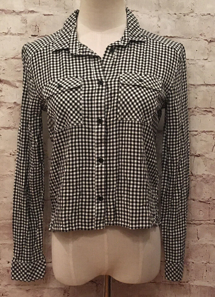 H&M Girls Black White Gingham L/S Button Up Shirt YOU GOT THIS Size 12 yrs NEW - $22.00