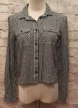 H&amp;M Girls Black White Gingham L/S Button Up Shirt You Got This Size 12 Yrs New - £17.18 GBP