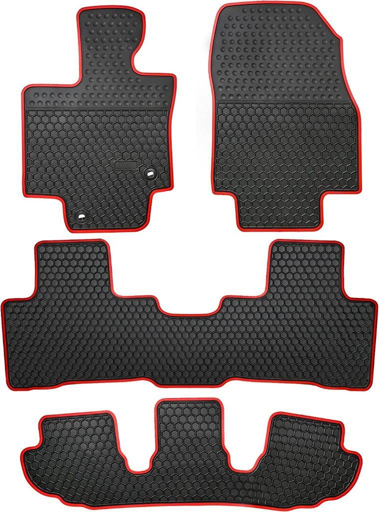 Lwope Compatible 2020-22 Toyota Highlander 4 pc Black Red All Weather Fl... - $44.97