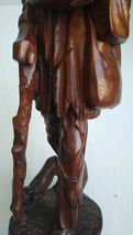 Vintage Hand Carved Wood Figural Old Man Traveler With a Cane Dog Statue 20" image 12