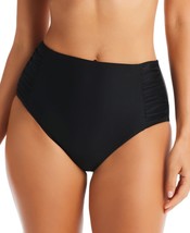 Bar III Shirred High Rise Bikini Bottoms Black Size L Slimming New  - £23.83 GBP