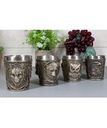 Animal Spirit Bald Eagle Owl Black Bear And Gray Wolf 2-Ounce Shot Glass... - $548.16 MXN