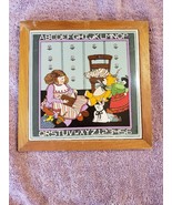 Silvestri Ceramic Tile in Wood Frame Trivet ABCs Girl Reading To Toys 19... - £23.46 GBP