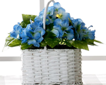 NEW Lighted Floral LED Wicker Basket blue faux flowers battery power 12.... - $13.95