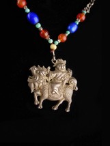 Antique  Qing Dynasty Chinese necklace - sterling Boy on Qilin - 19th century -  - £578.80 GBP