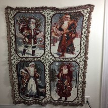 Santa Claus Father Christmas Woven Tapestry Throw Blanket 4 Different Im... - $39.59