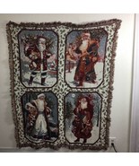 Santa Claus Father Christmas Woven Tapestry Throw Blanket 4 Different Im... - £31.47 GBP