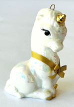 Hallmark Baby Unicorn Christmas Ornament Porcelain 1990 Aurora Borealis Finish - $11.64