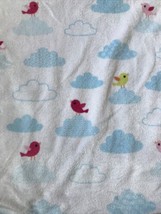 Circo White Velour Blue Cloud Sherpa Baby Blanket Lovey Pink Green Birds - £25.70 GBP
