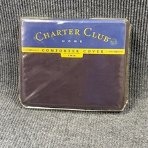 VTG Charter Club Twin Comforter Duvet Cover Plum Purple 200 Thread Cotton Sateen - £30.50 GBP