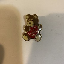 i love grandma lapel pin teddy bear heart vtg enamel - £6.29 GBP