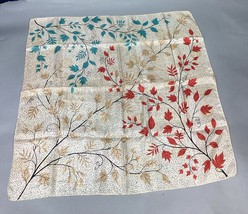 Vintage Autumn Colorful Leaves 100% Silk Scarf - 25x25” - $14.84