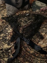 JULIE BROWN Elegant  Midnight Black Sequin   Open Frontal Blouse Size S - $14.85