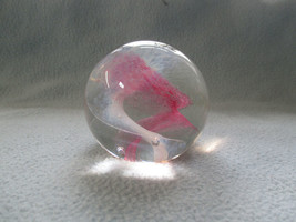 Vintage   Selkirk Glass Paperweight Pink And White - $24.82