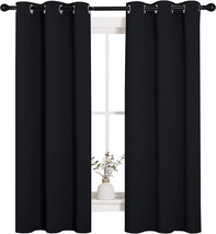 Black Solid Thermal Insulated Grommet Blackout Drapery Panels For, Black). - £31.37 GBP