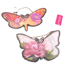 Silvestri Demdaco Pink Butterfly Ornaments Set of 2 Insects by Elizabeth Tipton  - £9.04 GBP