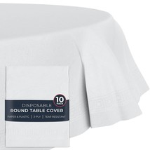 Paper Tablecloths For Round Tables | 82&quot;  10 Pack | White Paper Disposable Table - $93.99