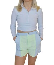 Sugar Cilantro poppy shorts in Blueberry Mint - $62.00