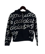 adidas Girls Script Fleece Hoodie Pullover Black Silver Size Large 14 New - £22.01 GBP