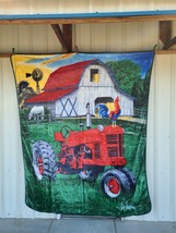 Farm Tractor Rooster Horse Barn Farming America Queen Blanket - £50.11 GBP