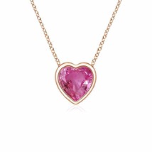 ANGARA 4MM Natural Pink Sapphire Pendant Necklace for Women in 14K Solid Gold - £374.95 GBP