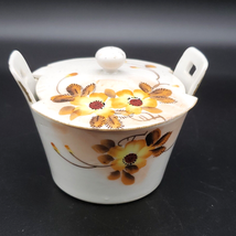 Vintage Hand Painted Sugar Dish with Lid Floral Japan Fall Colors - $9.89